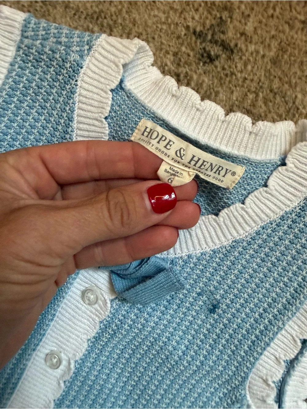 Hope & Henry | Blue Knit Bow-Accent Girls Dress